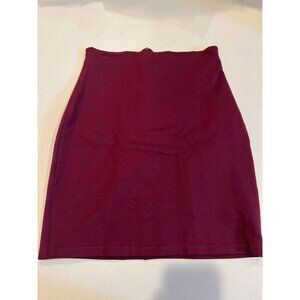 Lulus A Line Skirt Knee Length Rayon Back Zip Stretch Burgundy Size Medium